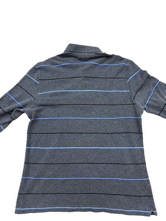 Lacoste Men's Gray Polo Shirt – Size 4, Striped, Cotton