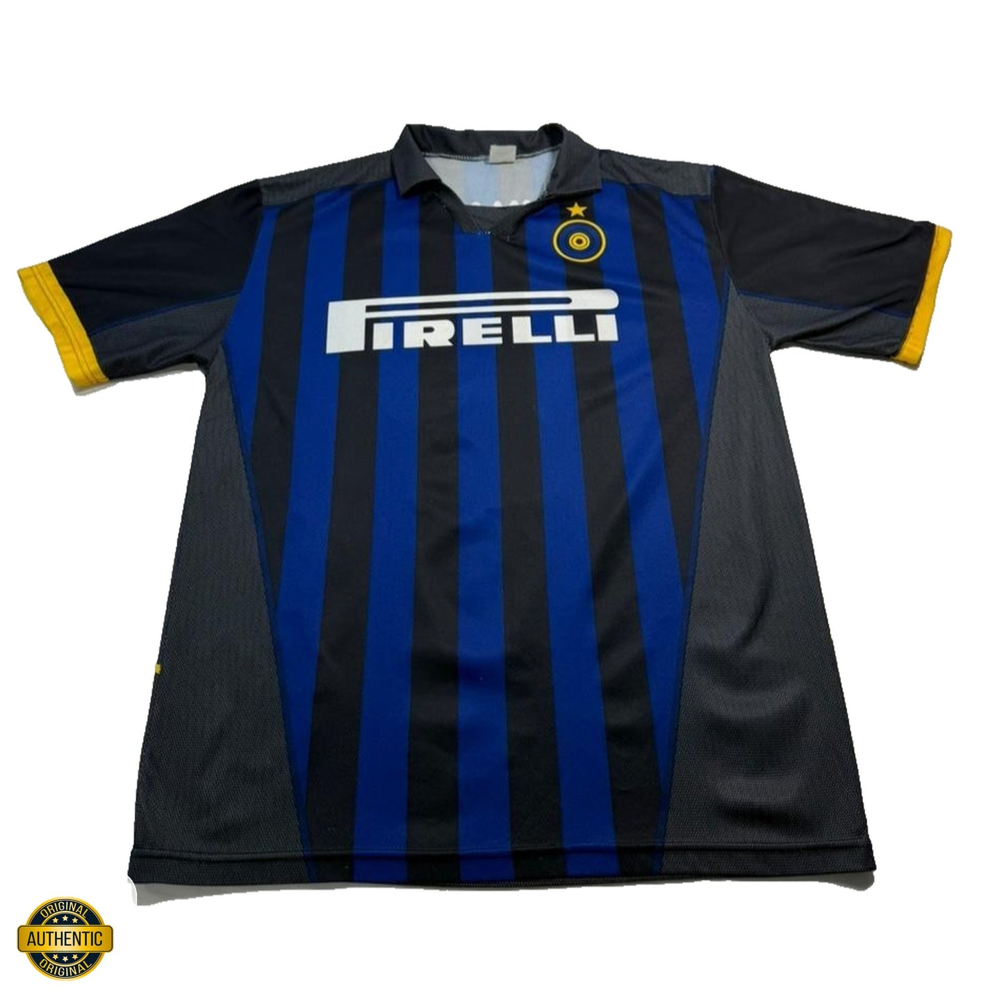 Unisex Inter Milan Cannavaro #13 Blue Black Striped Pirelli Jersey Size XL