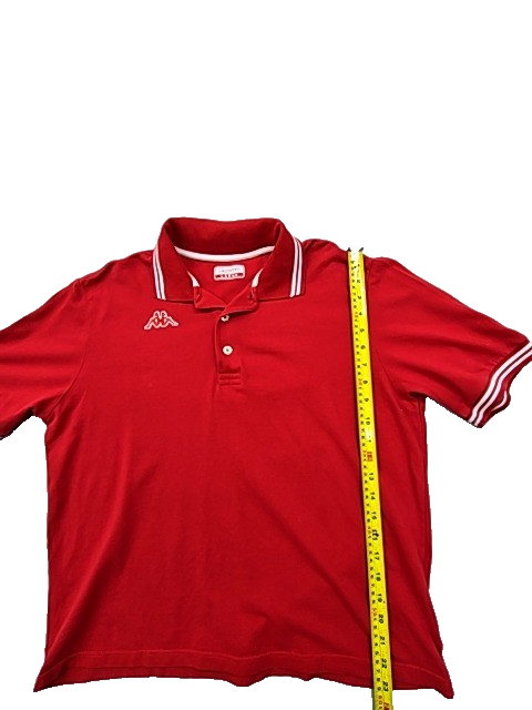 Kappa Men's Large Red Cotton Polo Short Sleeve Collared White Piping