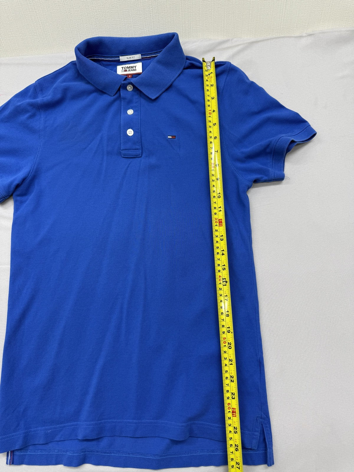 Tommy Jeans Men's Polo Shirt Small Royal Blue Cotton Slim Fit