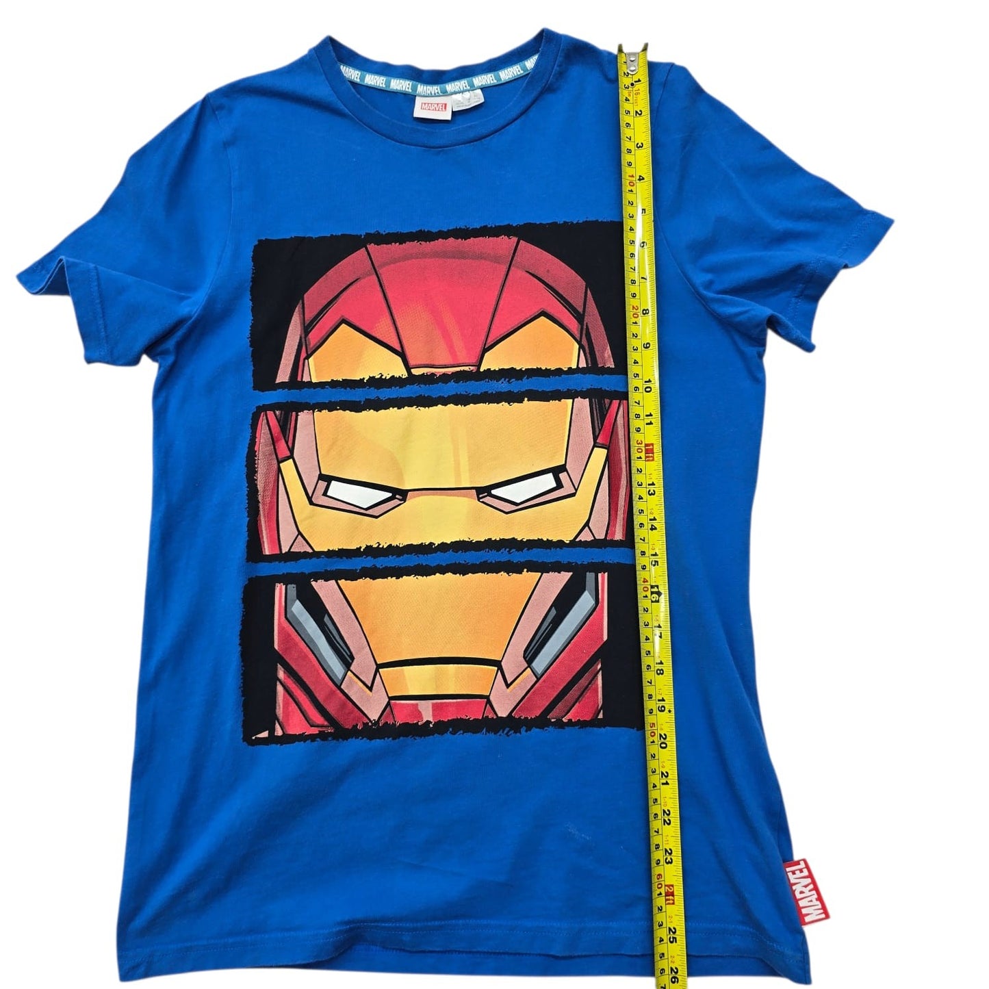 Marvel Iron Man Royal Blue Helmet Evolution Graphic T-Shirt Size 16