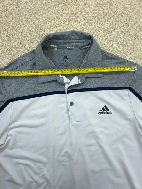 Adidas Men's Grey/White Color Block Short Sleeve Polo S 3-Stripes
