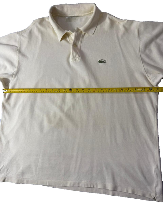 Lacoste Men's Polo Shirt Cream Short Sleeve Crocodile Logo Top 2XL