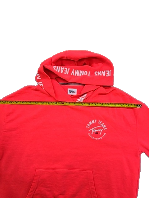 Tommy Jeans Men's Red Hot Linear Logo Hoodie Size M Cotton Blend