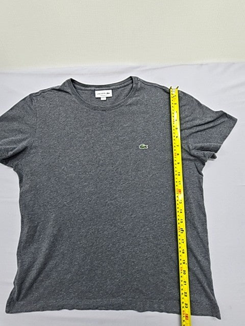 Lacoste Gray Cotton T-Shirt XL Men Short Sleeve Croc Logo
