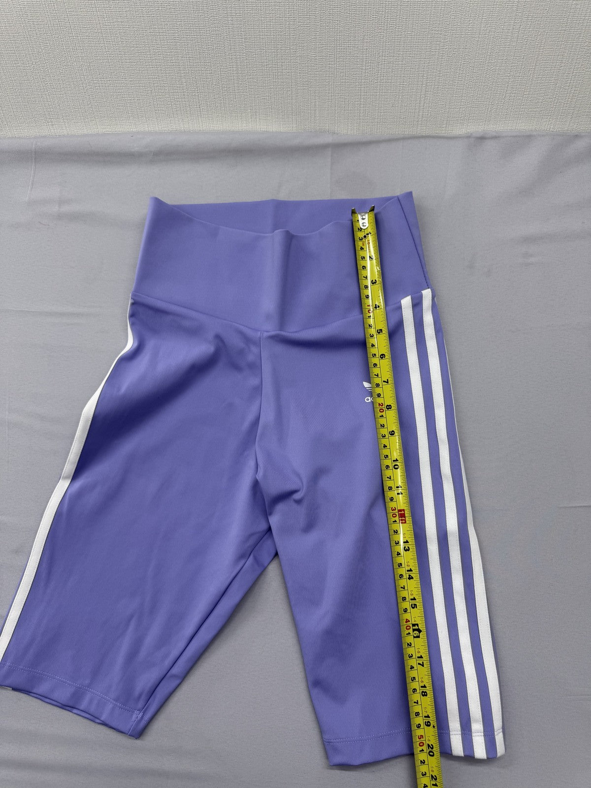 Adidas Women's Purple Striped High Waist Active Shorts M