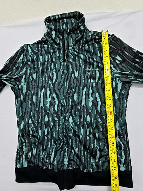 Adidas Unisex Green Zebra Full-Zip Hooded Track Jacket Size S