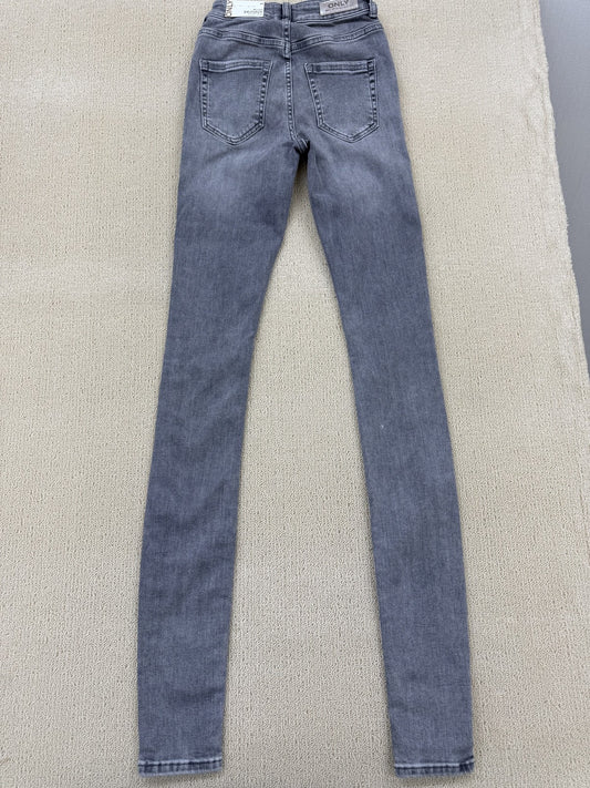 Only Women's XS Skinny High Waist Gray Denim Jeans Button Closure