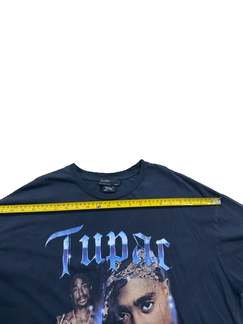 Bershka Men's Black Tupac 2Pac T-Shirt Size L Short Sleeve