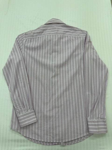 Vintage Lacoste Men's Gray Shirt – Size 42, Striped, Cotton