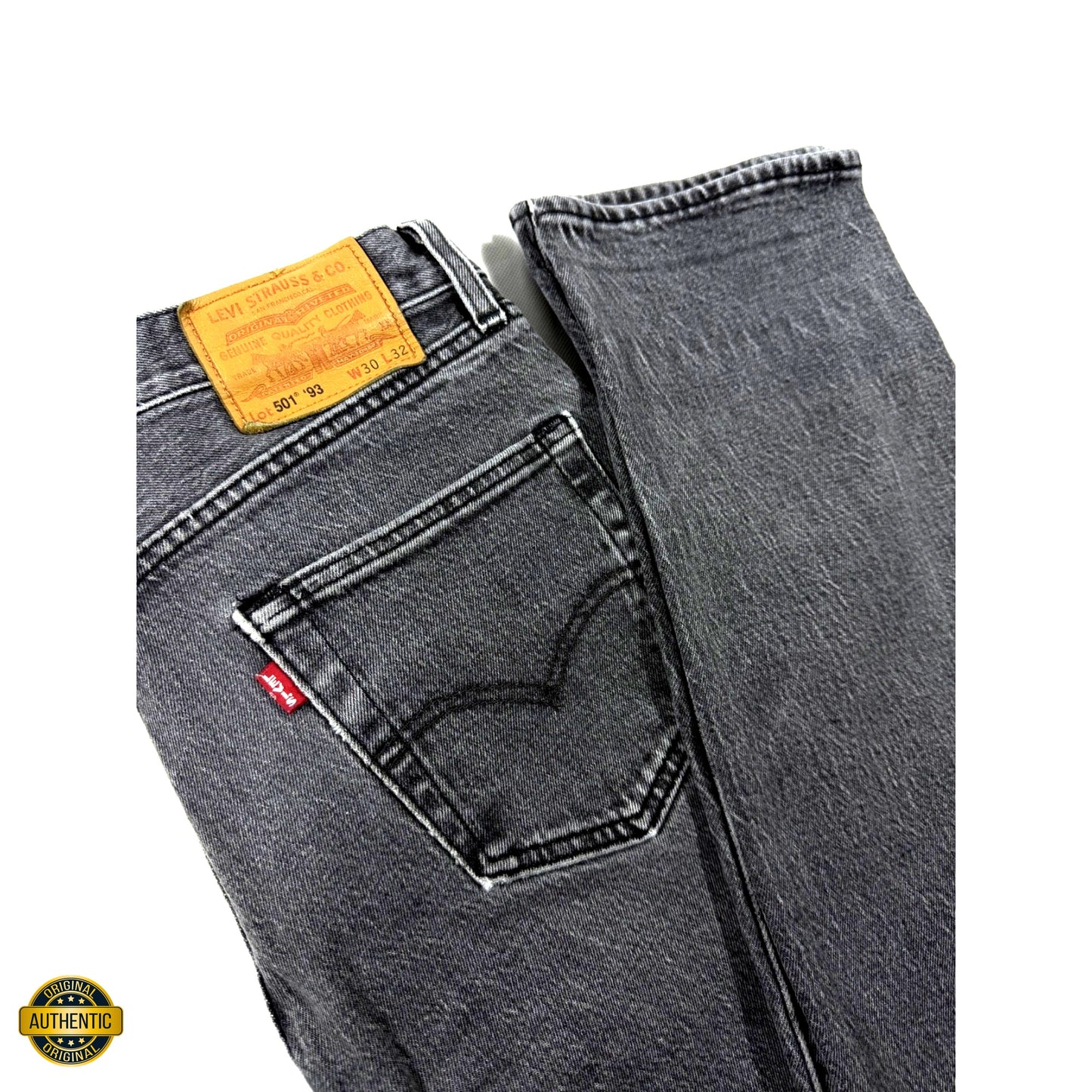 Levi's Jeans Men's Gray 501 Button Fly Straight Classic Denim Free Shipping