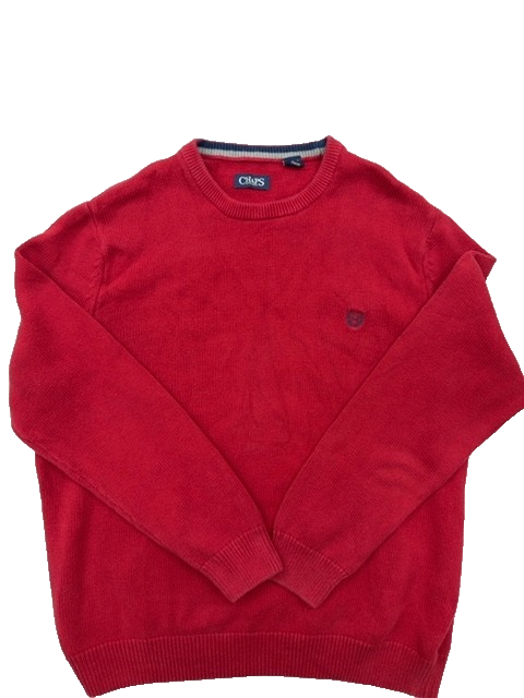 Chaps Red XL Cotton Herringbone Crewneck Pullover Sweater Men