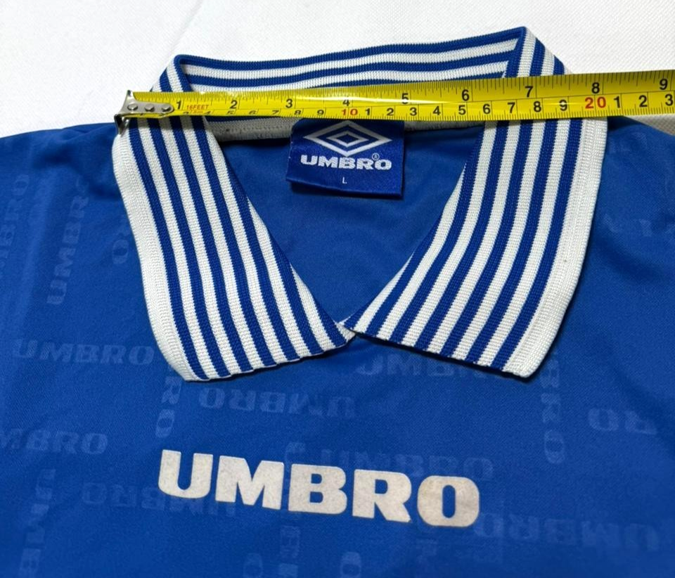 Vintage 90S Umbro Collared Jersey In Blue - Size L