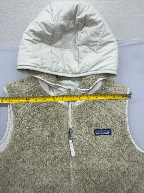 Patagonia Women's Beige Hooded Fleece Vest Reversible Regular Size