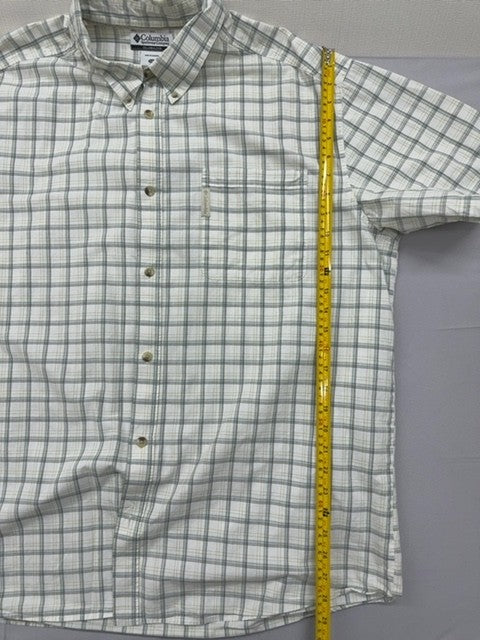 Columbia XXL White Plaid Cotton Button-Down Shirt