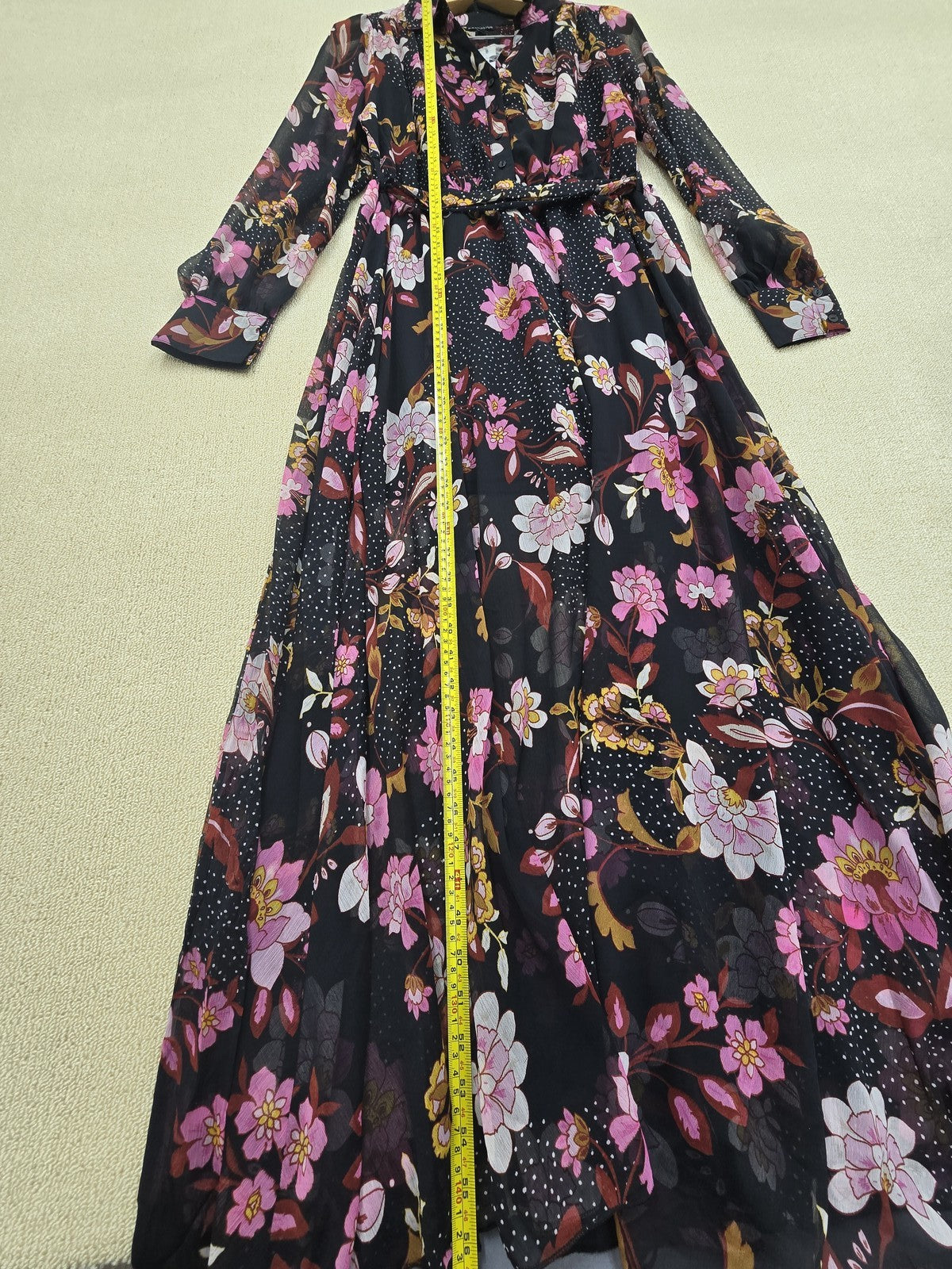 Bandolino Women's L Maxi Floral Long Sleeve Casual Dress