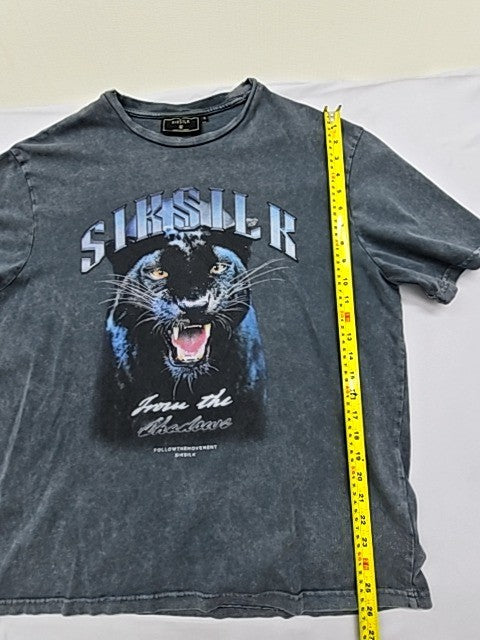 Siksilk Men's Charcoal Graphic Oversized T-Shirt Size S SS-24478