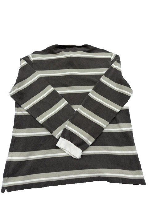 Lacoste Men's Gray Polo Shirt – Size S, Striped, Long Sleeve