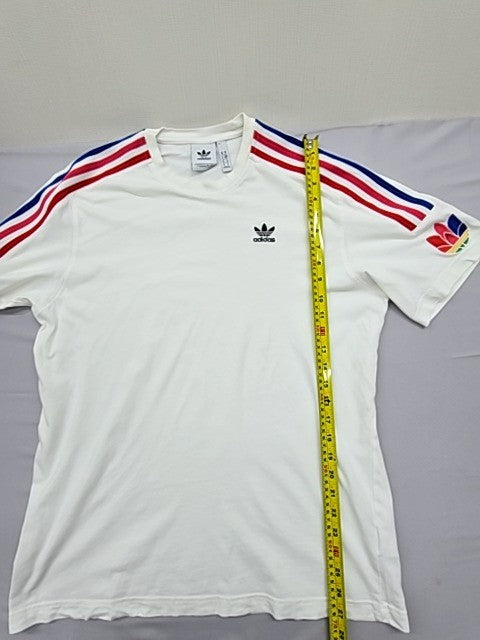 Adidas Originals Men's White Stripe 3-Stripes T-Shirt M Cotton