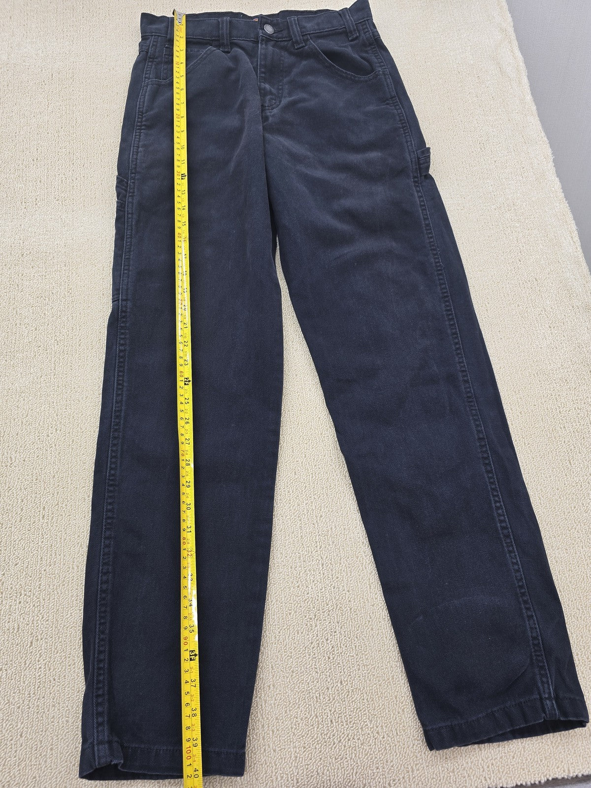 Dickies Cargo Work Pants Men's W28 Black Double Knee Loose Fit