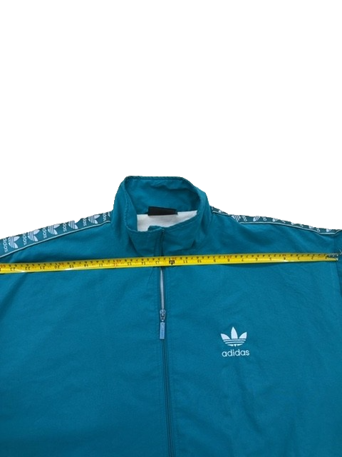 Adidas Unisex Track Jacket Turquoise Three Stripe Retro Nylon D8 F192