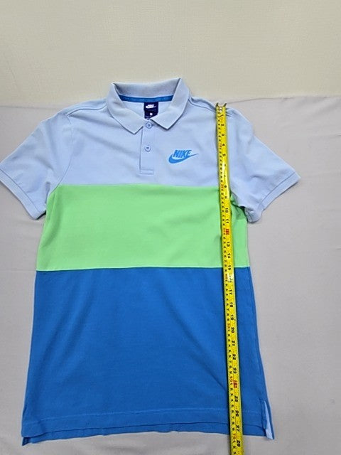 Nike Men's S Short Sleeve Polo Dri-FIT Color Block Light Blue Green DB