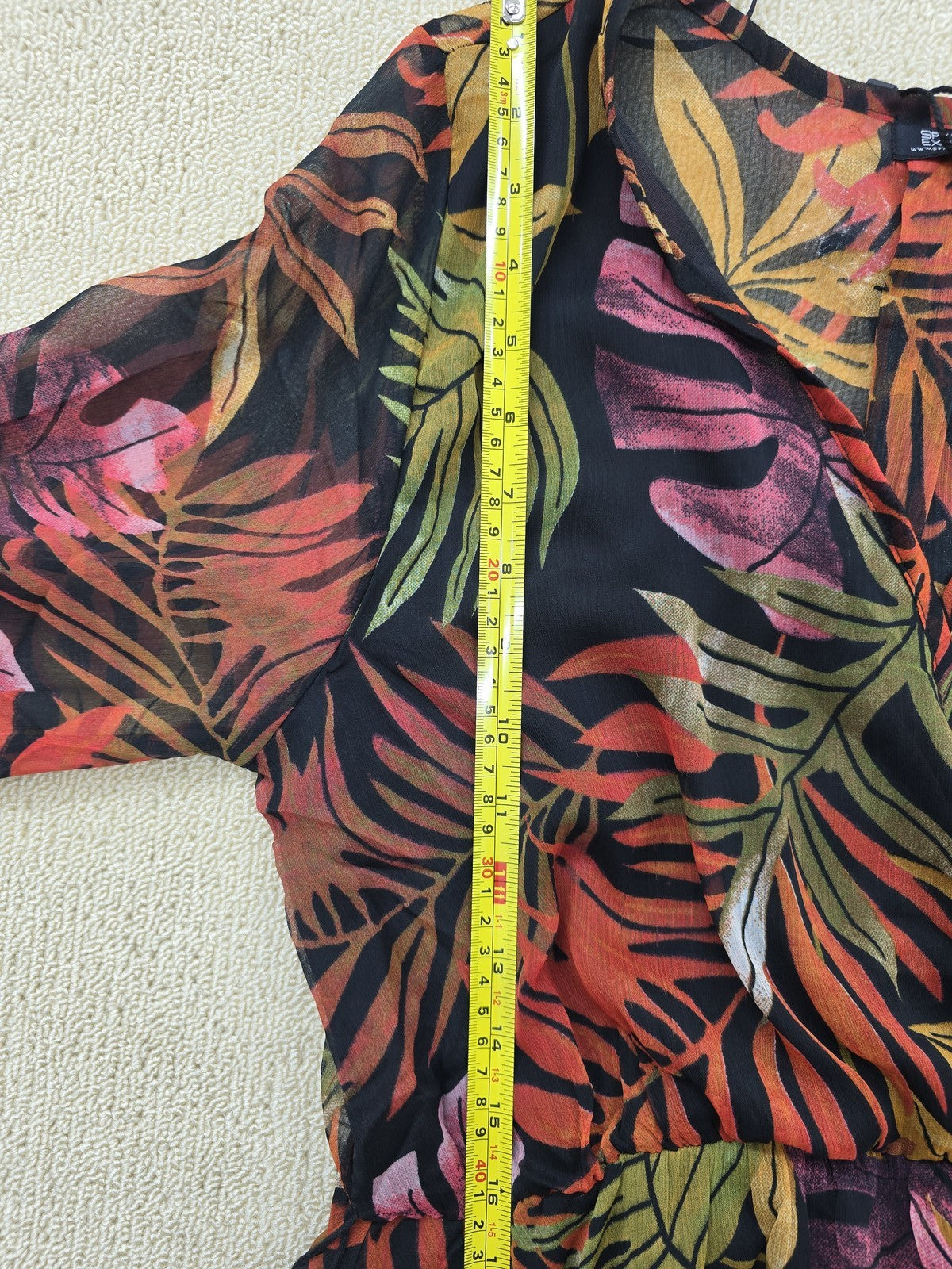 Spy Zone Exchange L Multicolor Floral Chiffon Maxi Long Sleeve V-Neck Dress