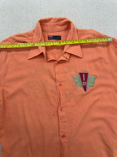 Diesel Men's Orange Short Sleeve Button-Down Shirt Size M Regular