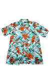 Superdry Men's Teal Orange Floral Hawaiian Shirt Size L Short Sleeve