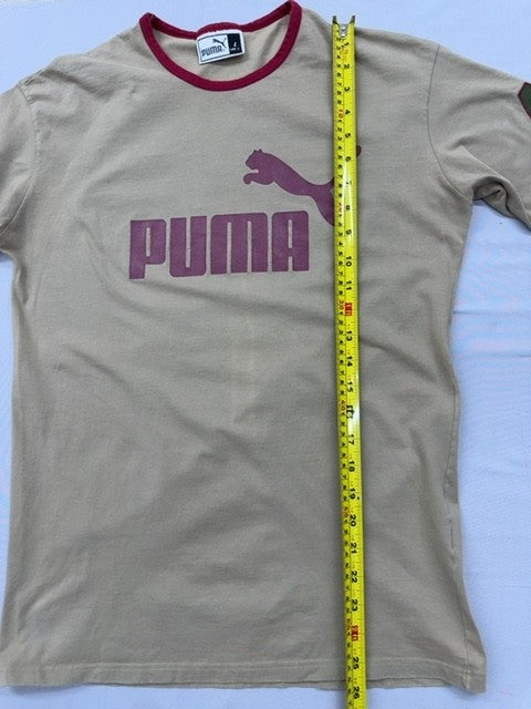 Puma Men's Beige L Cotton Short Sleeve Crewneck T-Shirt