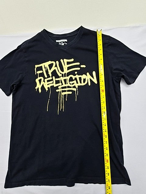 True Religion Men's Black Graphic Print Cotton T-Shirt Size L