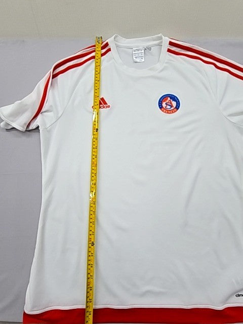 Adidas XL White/Red Striped AEROREADY Jersey Short Sleeve 3-Stripes