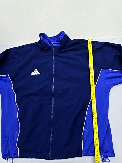 Adidas Men's Navy Blue Track Jacket L 3-Stripes Full Zip Poly