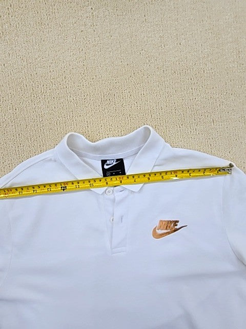 Nike Men's White Cotton Short Sleeve Polo Shirt M Button-Down