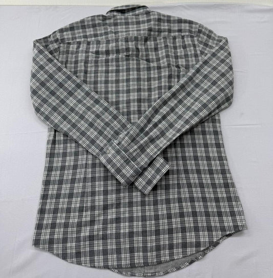 BOSS Men's Grey Plaid Flannel Slim Fit Button-Down Shirt M Germany