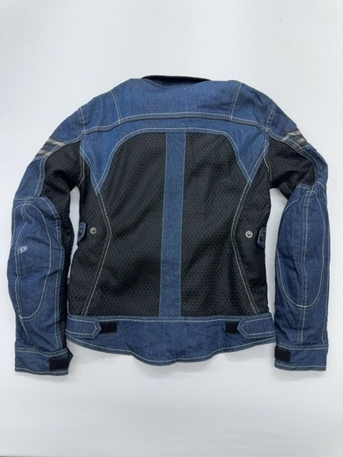 Komine Men Blue Denim Riding Jacket Size S CE Mesh Lining Zipper