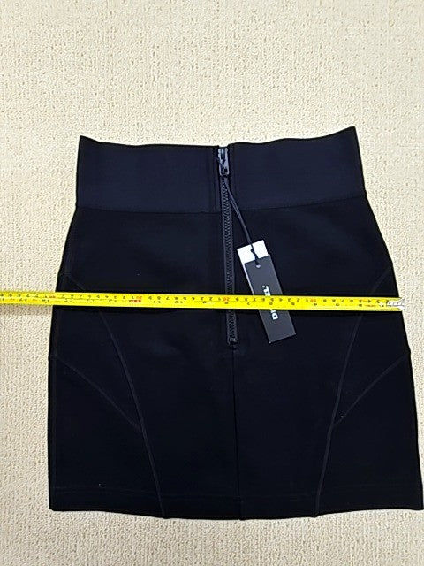 Diesel Black High-Waisted Mini Skirt M Zipper Polyamide Elastane