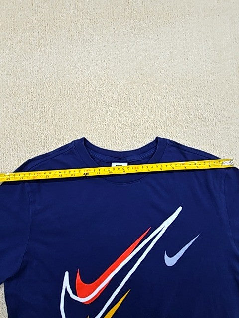 Nike Men's M Navy Swoosh Short Sleeve Cotton Crewneck T-Shirt