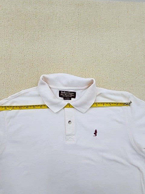 Marlboro Classics Men's White Polo Shirt XL Cotton Short Sleeve
