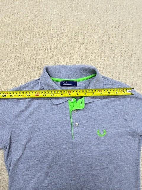 Fred Perry Polo Shirt Women L Light Blue Short Sleeve Cotton
