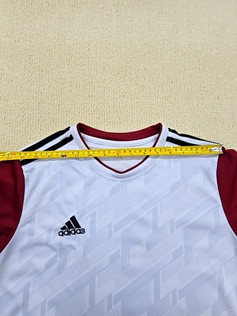 Adidas White/Red Soccer Jersey Short Sleeve 3-Stripes Unisex Adult