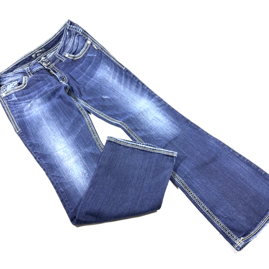 Silver Jeans Suki Distressed Women's Denim Jeans W33 L32 Flap Pockets