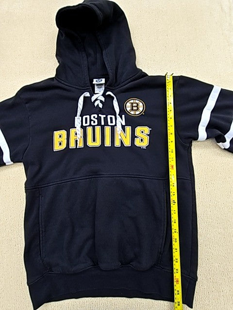 Boston Bruins Men's Black Lace Up Fleece Pullover Hoodie Size M