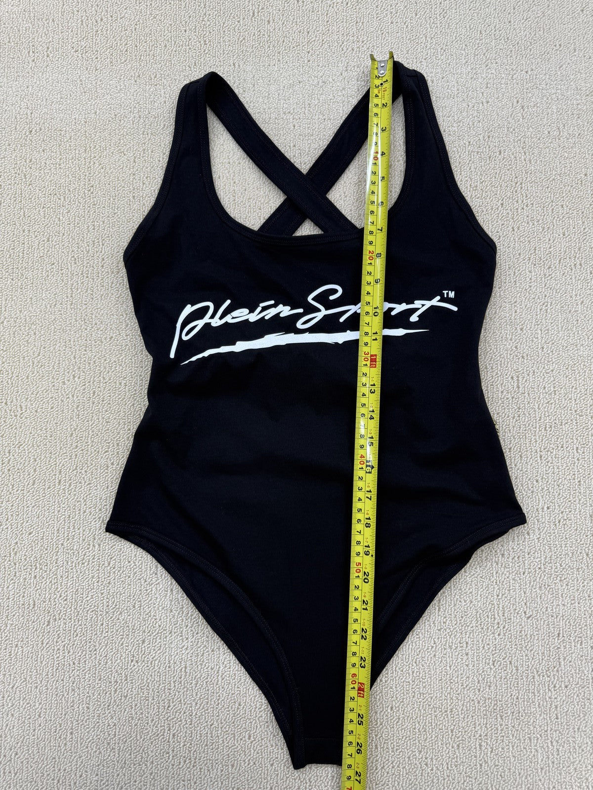 Plein Sport Women's Black Monokini M High Cut Cross-Back Lycra