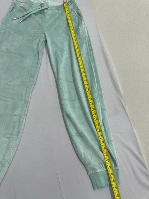 Juicy Couture Del Ray Chinois Green Velour Sweatpants M Straight Fit