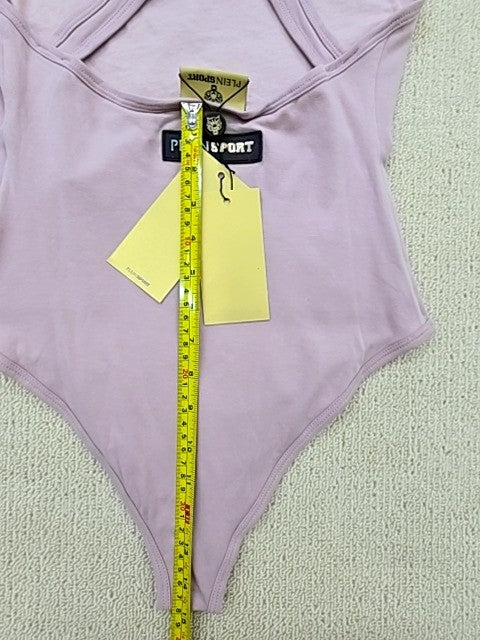 Plein Sport Women's Lavender Bodysuit S Cross-Back Cotton S