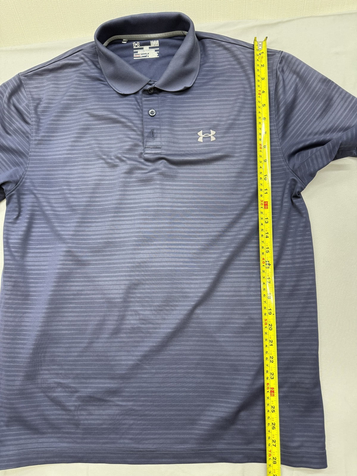 Under Armour HeatGear Golf Polo Shirt Men's Large Navy Striped