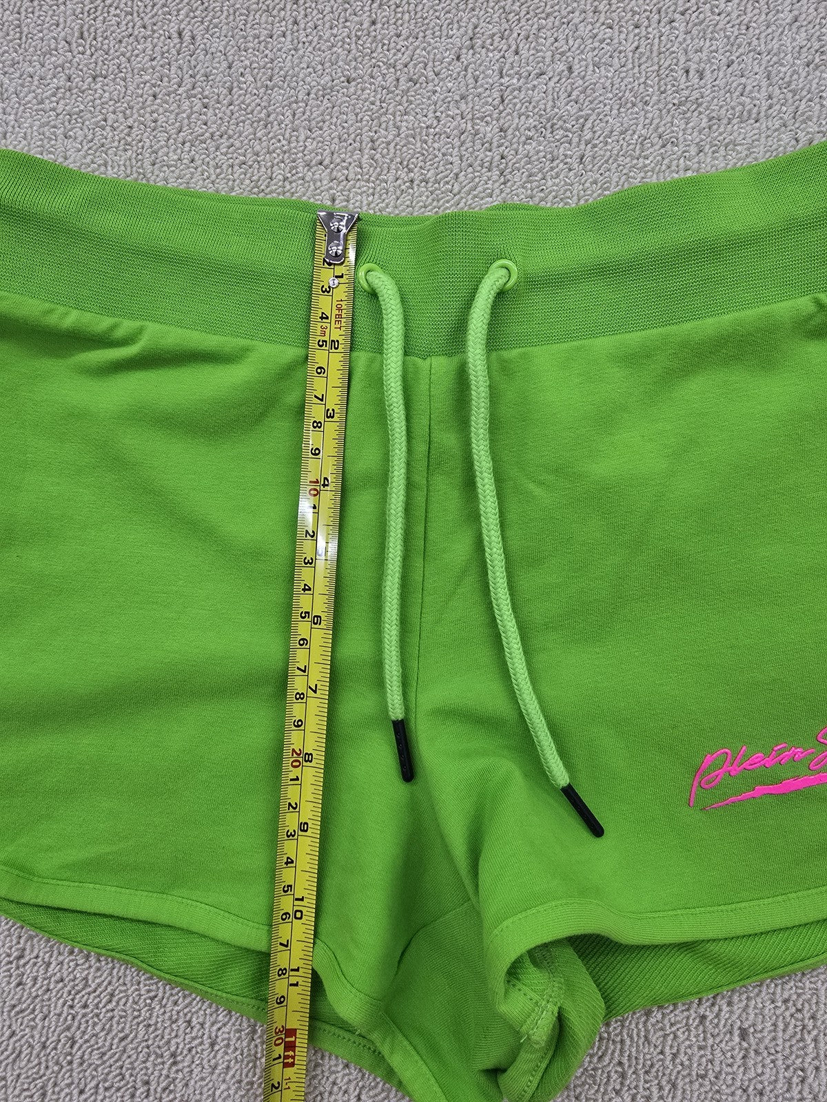Plein Sport Green Men's Track Shorts Cotton Blend Jersey Fleece