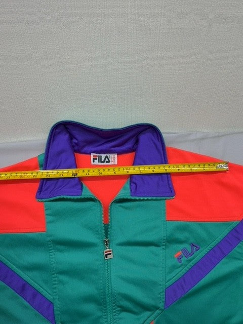 Fila Men's Color Block Track Jacket XL Green Red Purple Shiny Zipper