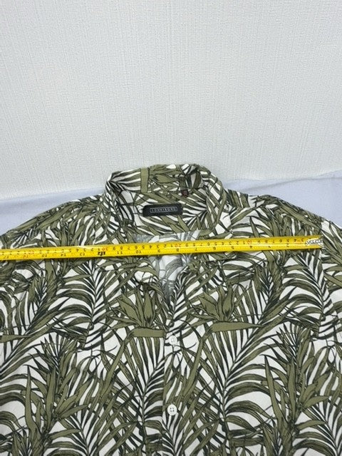 Sonny Bono Men's Green Palm Leaf Print Button-Down Shirt XL Cotton
